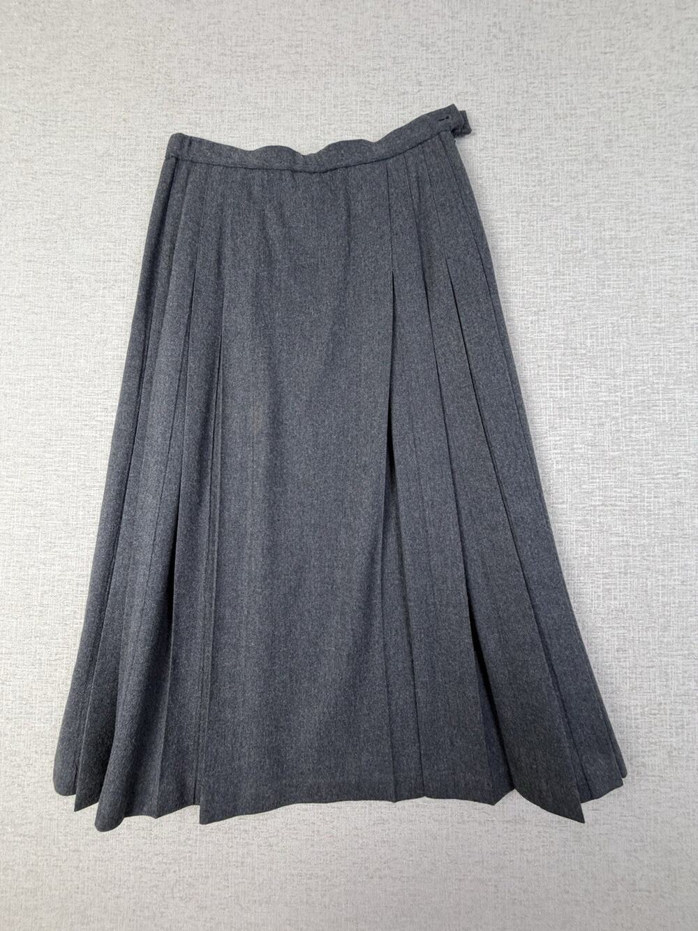 Vintage Pendleton Petite Women’s 10 Gray Virgin Wool Pleated Midi Skirt